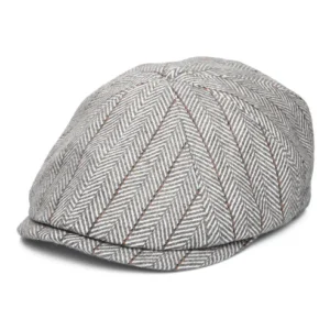 Herringbone Newsboy Cap - Grey