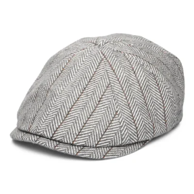 Herringbone Newsboy Cap - Grey
