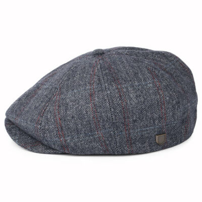 Herringbone Newsboy Cap - Washed Navy-Beige
