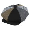 Herringbone Tweed Patchwork Big Apple Newsboy Cap