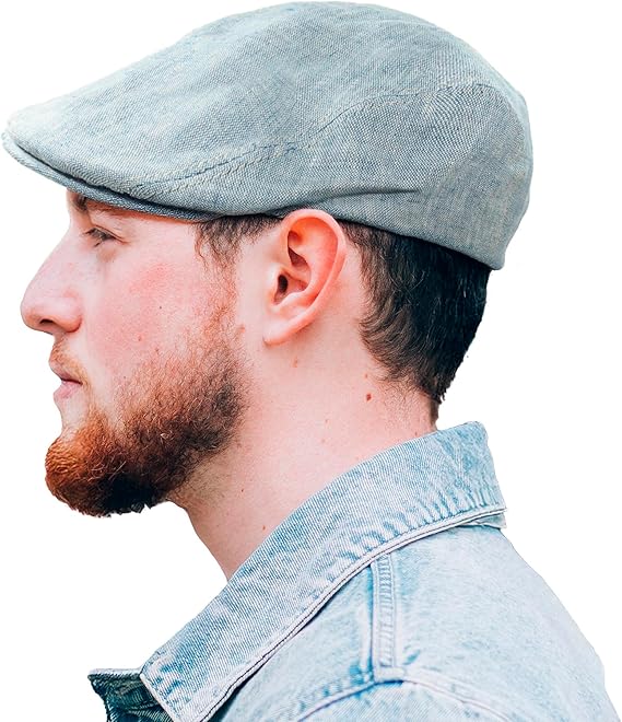 Irish Linen Flat Cap - Blue