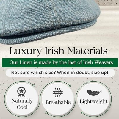 Irish Linen Flat Cap - Blue