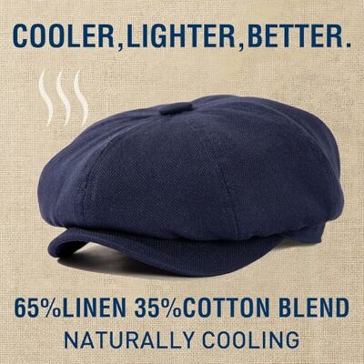 Lightweight 8 Panel Summer Linen Newsboy Cap