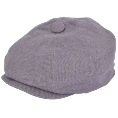 Linen Newsboy Cap - Grey