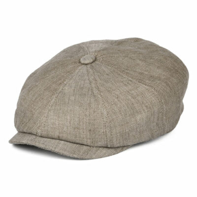 Marl Linen Newsboy Cap - Beige