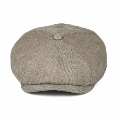 Marl Linen Newsboy Cap - Beige