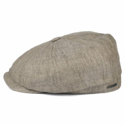 Marl Linen Newsboy Cap - Beige