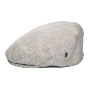 Micro-Herringbone Linen Flat Cap - Light Grey