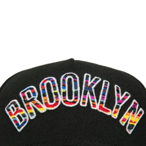NEW ERA 9FORTY A-FRAME BLACK DOME BROOKLYN NETS PATCH SNAPBACK HAT
