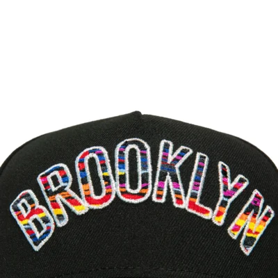 NEW ERA 9FORTY A-FRAME BLACK DOME BROOKLYN NETS PATCH SNAPBACK HAT