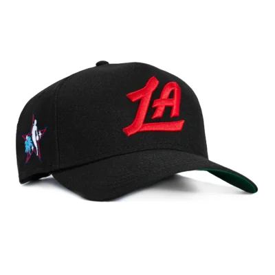 NEW ERA 9FORTY A-FRAME BLACK DOME LOS ANGELES PATCH LA SNAPBACK HAT