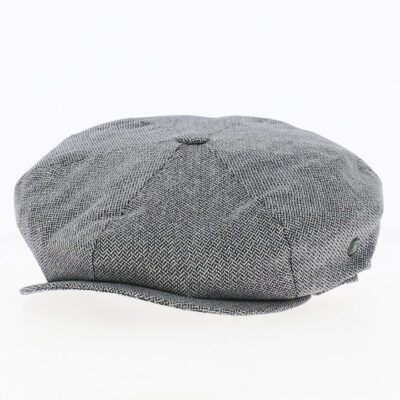 Navy Silk Flat Cap
