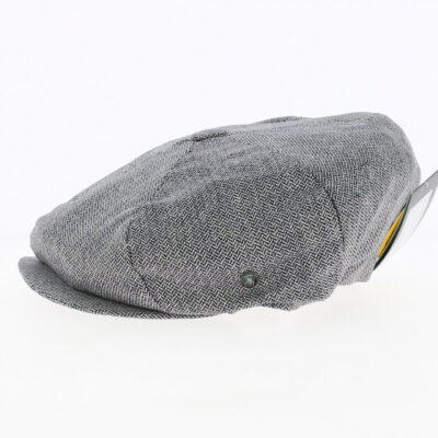 Navy Silk Flat Cap