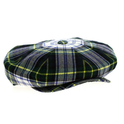 Navy and green tartan Newsboy cap with yellow stripe