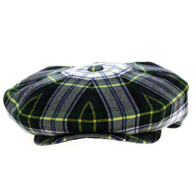 Navy and green tartan Newsboy cap with yellow stripe
