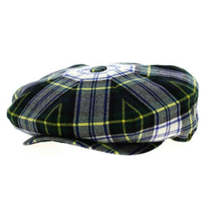 Navy and green tartan Newsboy cap with yellow stripe