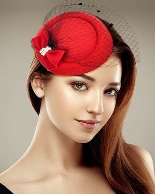 Pillbox Hat with Veil Fascinators for Women
