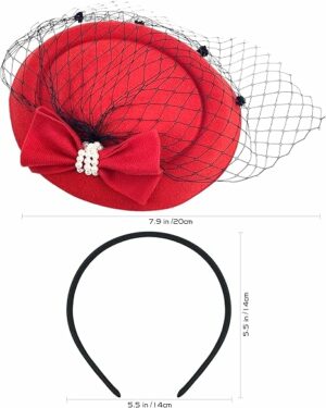 Pillbox Hat with Veil Fascinators for Women