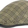 Plaid Retro Flat Cap - Khaki