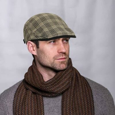 Plaid Retro Flat Cap - Khaki