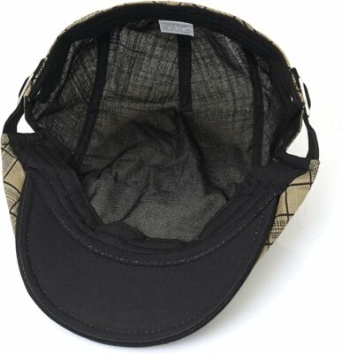 Plaid Retro Flat Cap - Khaki