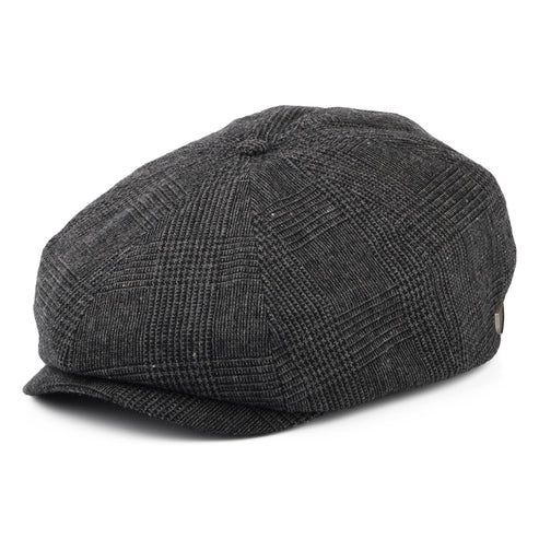Prince Of Wales Check Newsboy Cap - Charcoal