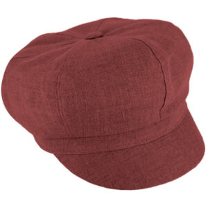 Red Linen Bakerboy Cap