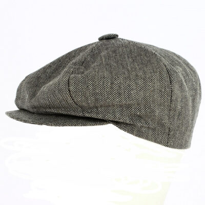 Strip Silk Beige Newsboy Cap