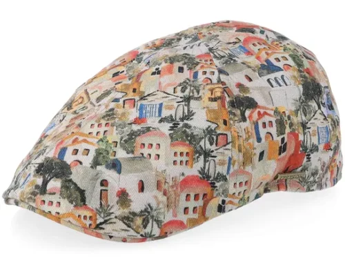 Texas Village Print Flat Cap