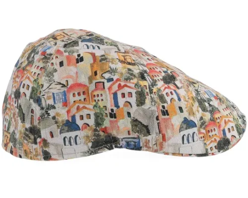 Texas Village Print Flat Cap