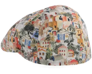 Texas Village Print Flat Cap