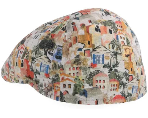 Texas Village Print Flat Cap