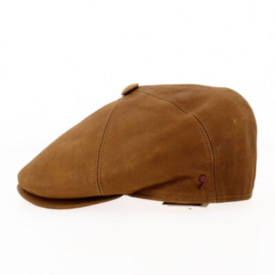 Wayne Camel Leather Flat Cap