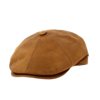 Wayne Camel Leather Flat Cap