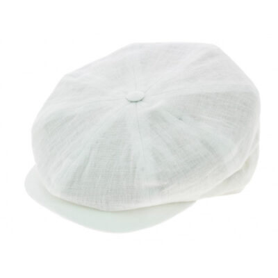White Linen Irish Style Flat Cap