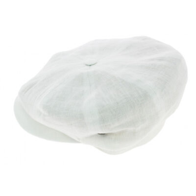 White Linen Irish Style Flat Cap
