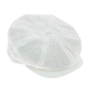 White Linen Irish Style Flat Cap