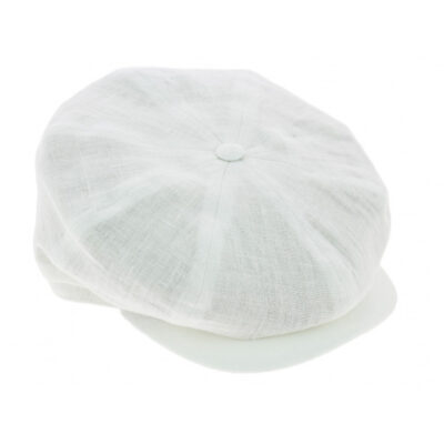 White Linen Irish Style Flat Cap