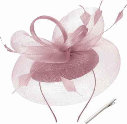 Women Pillbox Hat with Feather Mesh Veil Headband