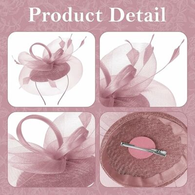Women Pillbox Hat with Feather Mesh Veil Headband