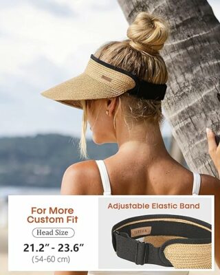 Women Summer Packable Ponytail Beach Straw Hat