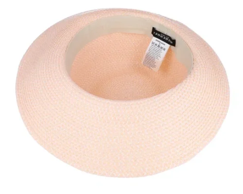 Paper Braid Cap Powder Red/White Straw Sun Hat