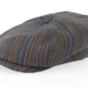 8-panel Cap Cotton Linen Barista Multi Stripe Flat Cap