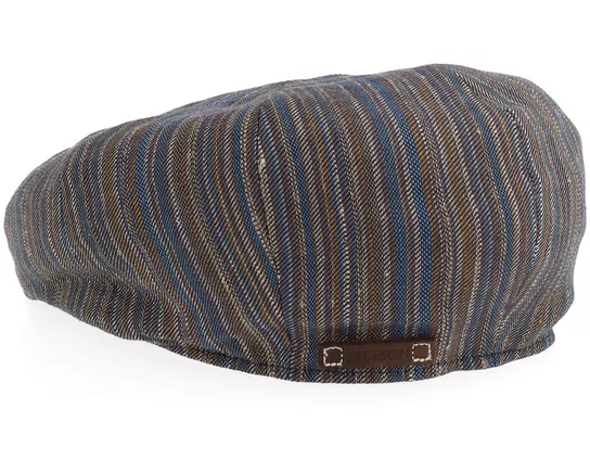 8-panel Cap Cotton Linen Barista Multi Stripe Flat Cap