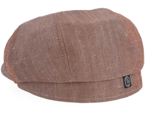 Alan Linen Chambray Chestnut Flat Cap