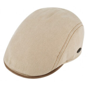 Beige Cotton Flat Cap