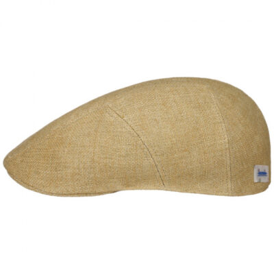 Beige Linen Flat Cap