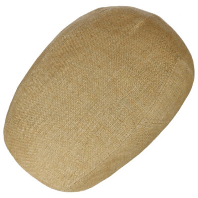 Beige Linen Flat Cap