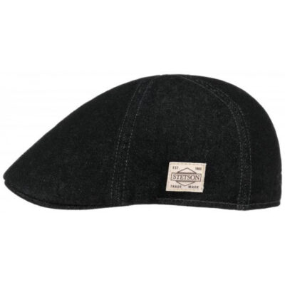 Black Denim Cotton Texas Flat Cap