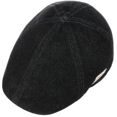 Black Denim Cotton Texas Flat Cap